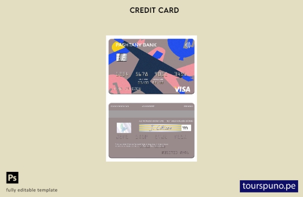 lista para imprimir la plantilla de tarjeta de visa del Banco Pashtany de Afgani